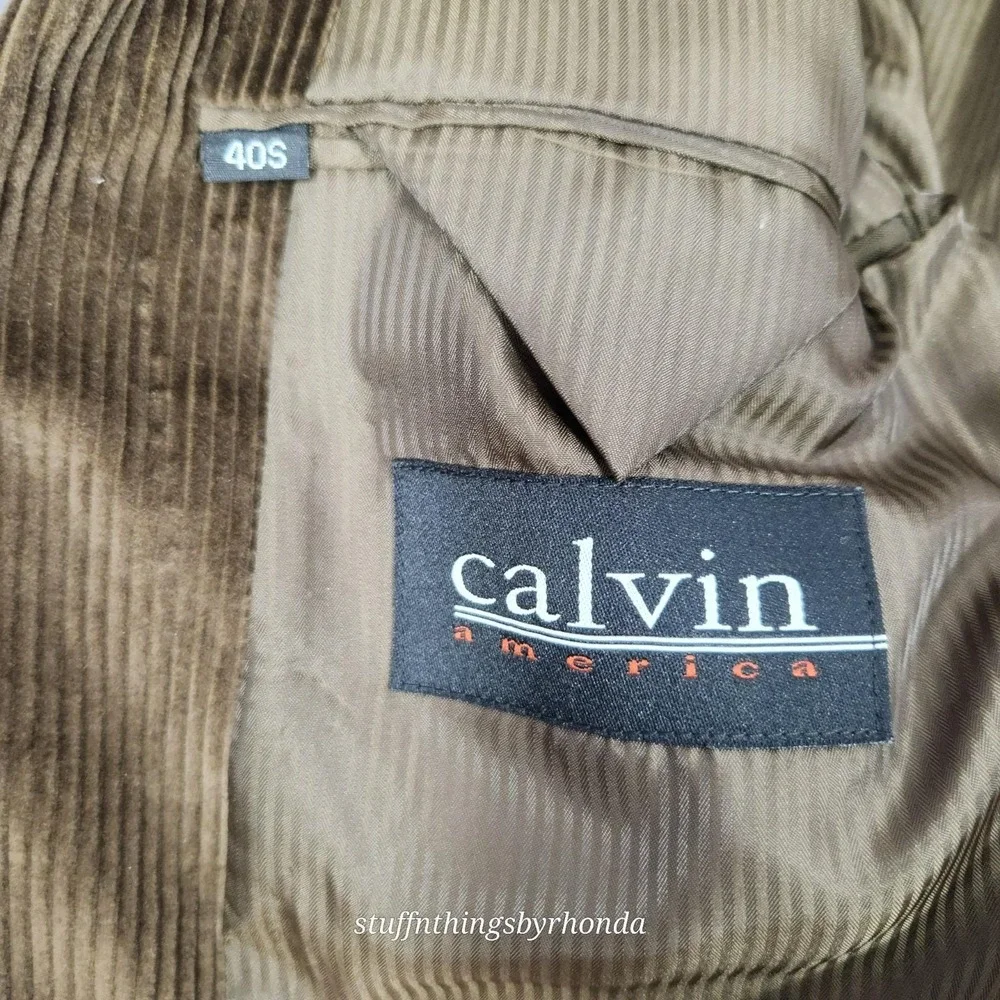 Vintage New With Tags Calvin‎ America Men's Brown Corduroy Blazer Sport Coat 40S